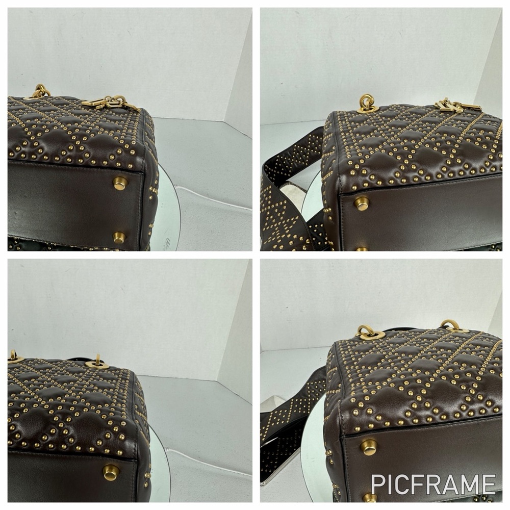 Pymt-3-LADY DIOR LEATHER TOTE BAG ORIGINAL STRAP DRK BRN GHW MED - Picture 7 of 14